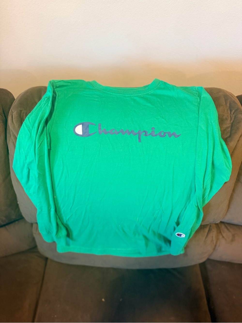 Champion Bright Green Long Sleeve Logo Shirt